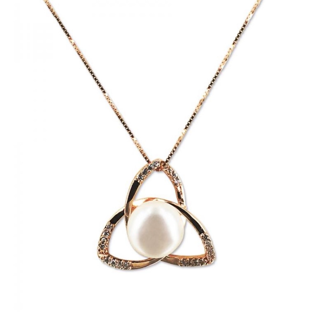 18k Rose Gold Lotus + Freshwater Pearl Pendant NWOT